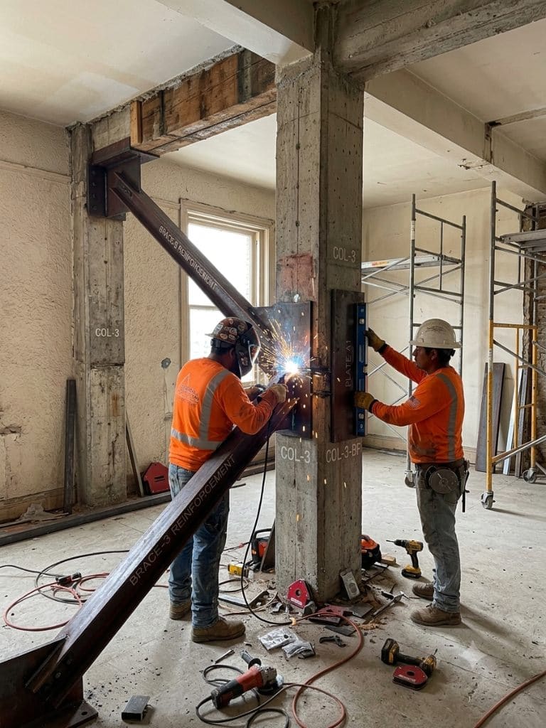 Carbon fiber retrofit reinforcement on a concrete column in Richmond, CA — Retrofit Richmond California