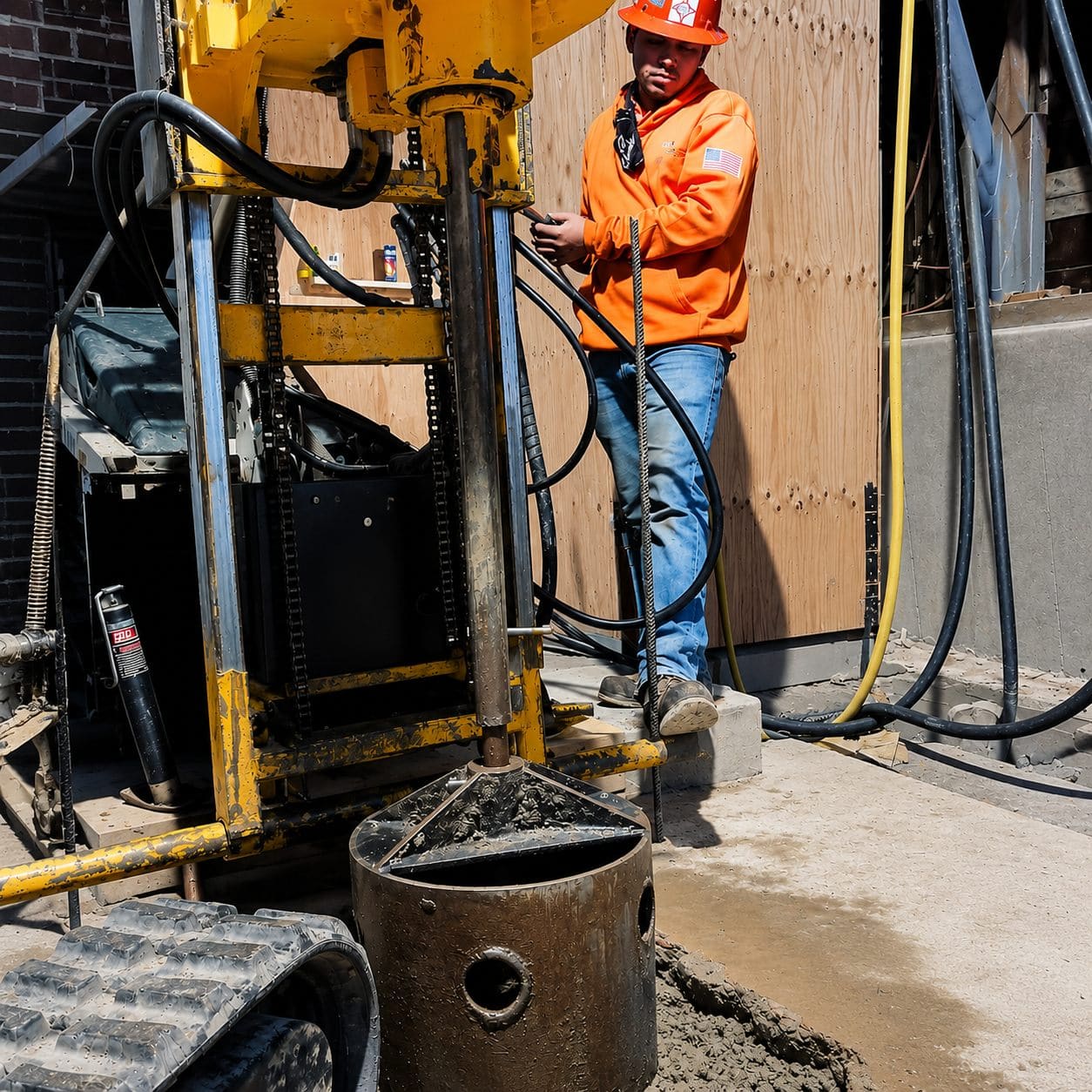 Portable drilling equipment in a confined space in Richmond, CA