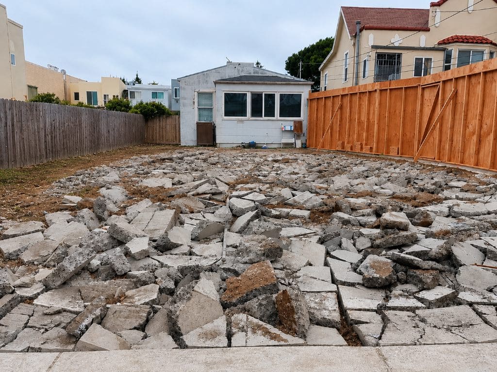 Concrete demolition with hydraulic breaker in Richmond, CA
