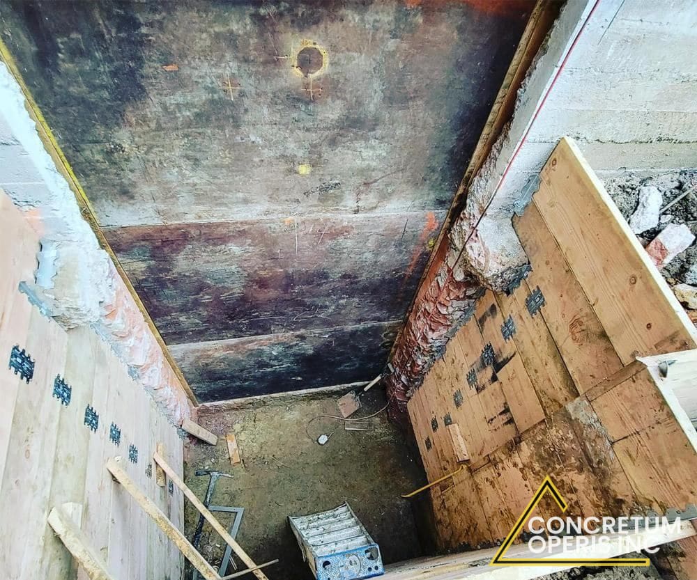 Formed wood shoring box supporting a foundation excavation in Richmond, CA