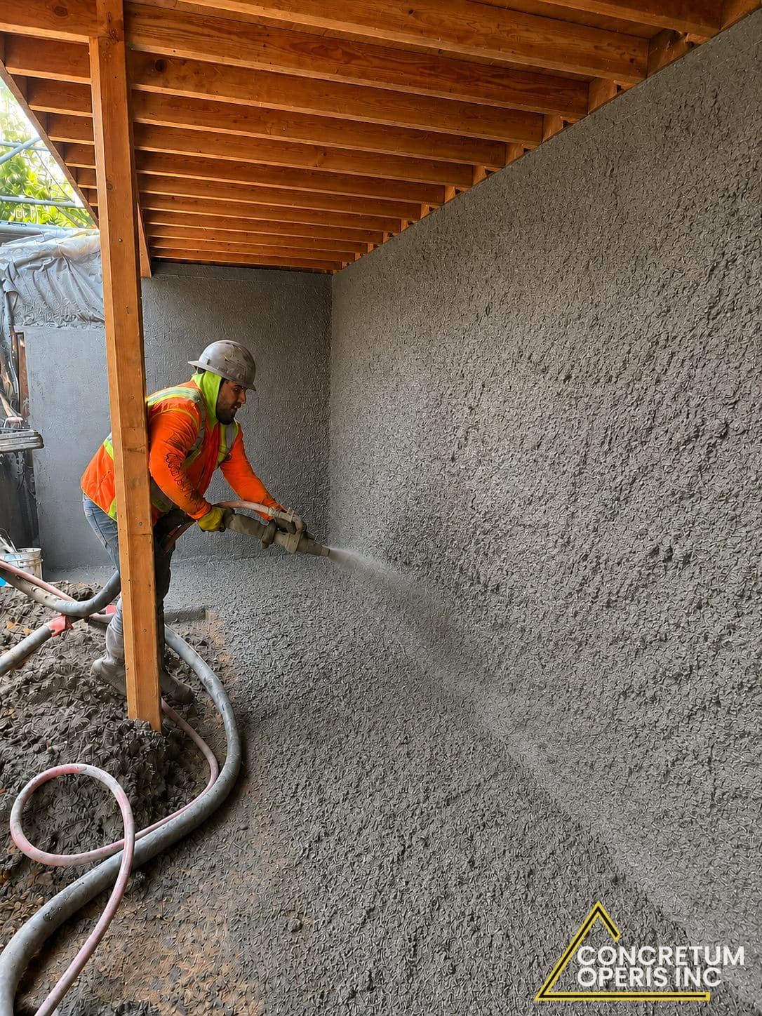 Shotcrete application on a retaining wall in Richmond, CA